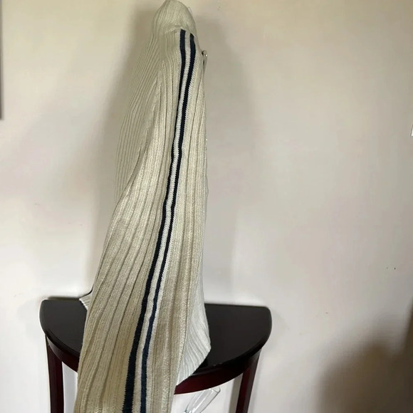 Vintage ,chunky knit/ cable  zip sweater,blue,cream,fisherman,grandpa core,NWOT - Picture 4 of 8